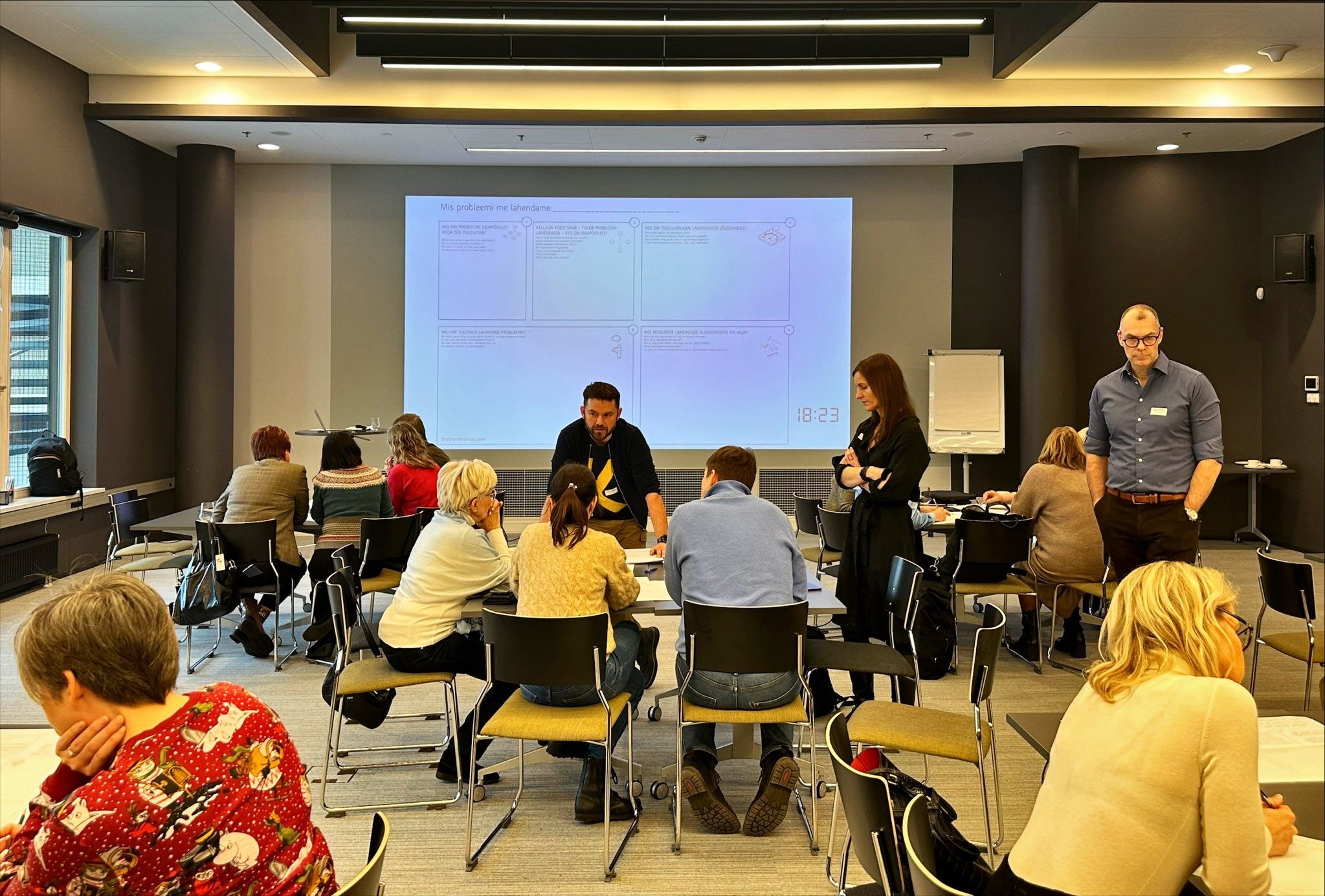 Healthcare stakeholders working together in a service design workshop